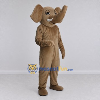 Custom Tan Elephant with a Raised Trunk Mascot Costume Adult Full Body Suit for Wildlife Events Custom Tan Elephant with a Raised Trunk Mascot Costume Adult Full Body Suit for Wildlife Events