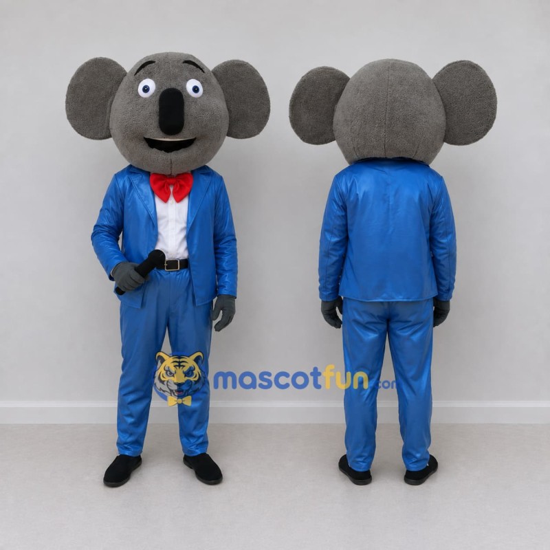 Custom Gray and Blue Koala in a Suit Mascot Costume Adult Full Body Suit for Community Events