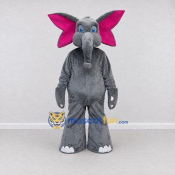 Custom Gray and Pink Elephant Character Mascot Costume Adult Full Body Suit for School Events