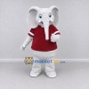 Custom White and Burgundy Elephant in a Sports Shirt Mascot Costume Adult Full Body Suit for Sports Events Custom White and Burgundy Elephant in a Sports Shirt Mascot Costume Adult Full Body Suit for Sports Events