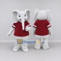 Custom White and Burgundy Elephant in a Sports Shirt Mascot Costume Adult Full Body Suit for Sports Events