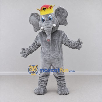 Custom Gray and Gold Elephant King Mascot Costume Adult Full Body Suit for Theme Parties Custom Gray and Gold Elephant King Mascot Costume Adult Full Body Suit for Theme Parties
