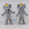 Custom Gray and Gold Elephant King Mascot Costume Adult Full Body Suit for Theme Parties