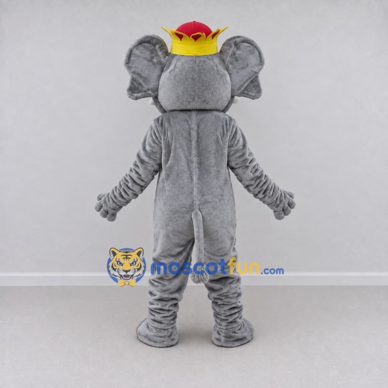 Custom Gray and Gold Elephant King Mascot Costume Adult Full Body Suit for Theme Parties