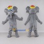 Custom Gray and Gold Elephant King Mascot Costume Adult Full Body Suit for Theme Parties
