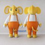 Custom Yellow and Orange Elephant in Overalls Mascot Costume Adult Full Body Suit for School Events