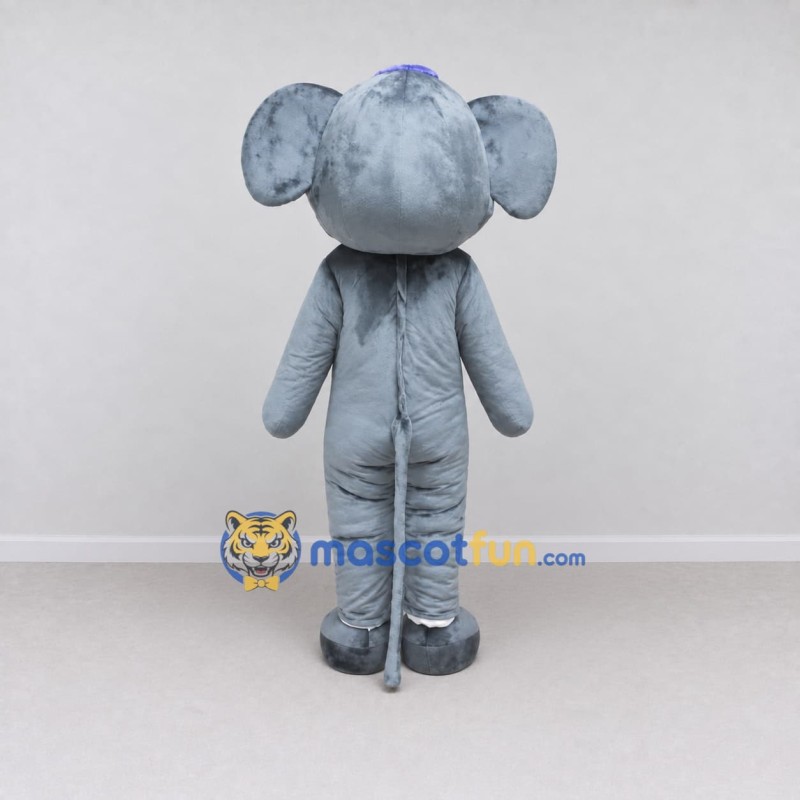 Custom Gray Elephant in a Small Hat Mascot Costume Adult Full Body Suit for School Events Custom Gray Elephant in a Small Hat Mascot Costume Adult Full Body Suit for School Events