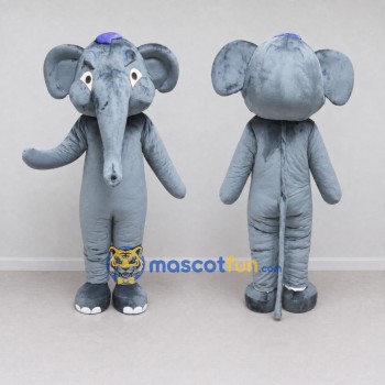 Custom Gray Elephant in a Small Hat Mascot Costume Adult Full Body Suit for School Events