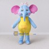 Custom Light Blue and Yellow Elephant in Overalls with a Bow Mascot Costume Adult Full Body Suit for School Events Custom Light Blue and Yellow Elephant in Overalls with a Bow Mascot Costume Adult Full Body Suit for School Events