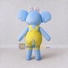 Custom Light Blue and Yellow Elephant in Overalls with a Bow Mascot Costume Adult Full Body Suit for School Events Custom Light Blue and Yellow Elephant in Overalls with a Bow Mascot Costume Adult Full Body Suit for School Events