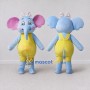 Custom Light Blue and Yellow Elephant in Overalls with a Bow Mascot Costume Adult Full Body Suit for School Events