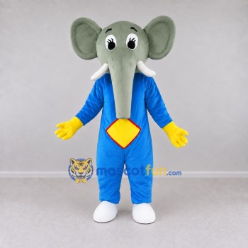 Custom Gray and Blue Elephant in a Jumpsuit Mascot Costume Adult Full Body Suit for School Events Custom Gray and Blue Elephant in a Jumpsuit Mascot Costume Adult Full Body Suit for School Events