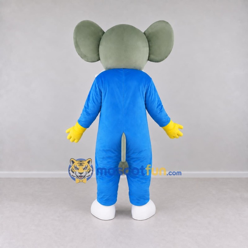 Custom Gray and Blue Elephant in a Jumpsuit Mascot Costume Adult Full Body Suit for School Events Custom Gray and Blue Elephant in a Jumpsuit Mascot Costume Adult Full Body Suit for School Events