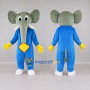 Custom Gray and Blue Elephant in a Jumpsuit Mascot Costume Adult Full Body Suit for School Events