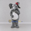 Custom Gray and White Elephant with a Red Bow Mascot Costume Adult Full Body Suit for School Events Custom Gray and White Elephant with a Red Bow Mascot Costume Adult Full Body Suit for School Events