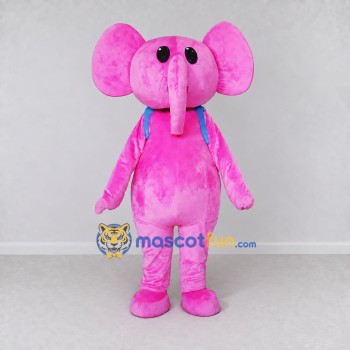 Custom Pink and Blue Elephant with a Backpack Mascot Costume Adult Full Body Suit for School Events Custom Pink and Blue Elephant with a Backpack Mascot Costume Adult Full Body Suit for School Events