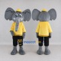Custom Gray and Yellow Elephant in a Shirt and Cap Mascot Costume Adult Full Body Suit for School Events