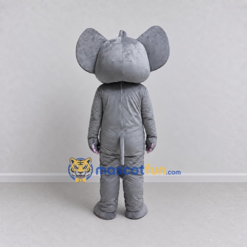 Custom Gray and White Elephant with a Raised Trunk Mascot Costume Adult Full Body Suit for Wildlife Events