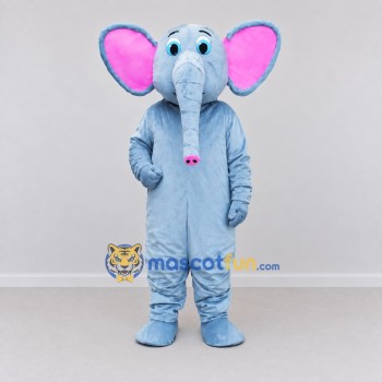 Custom Light Blue and Pink Elephant Mascot Costume Adult Full Body Suit for School Events
