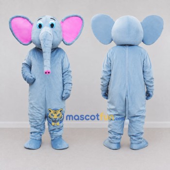 Custom Light Blue and Pink Elephant Mascot Costume Adult Full Body Suit for School Events