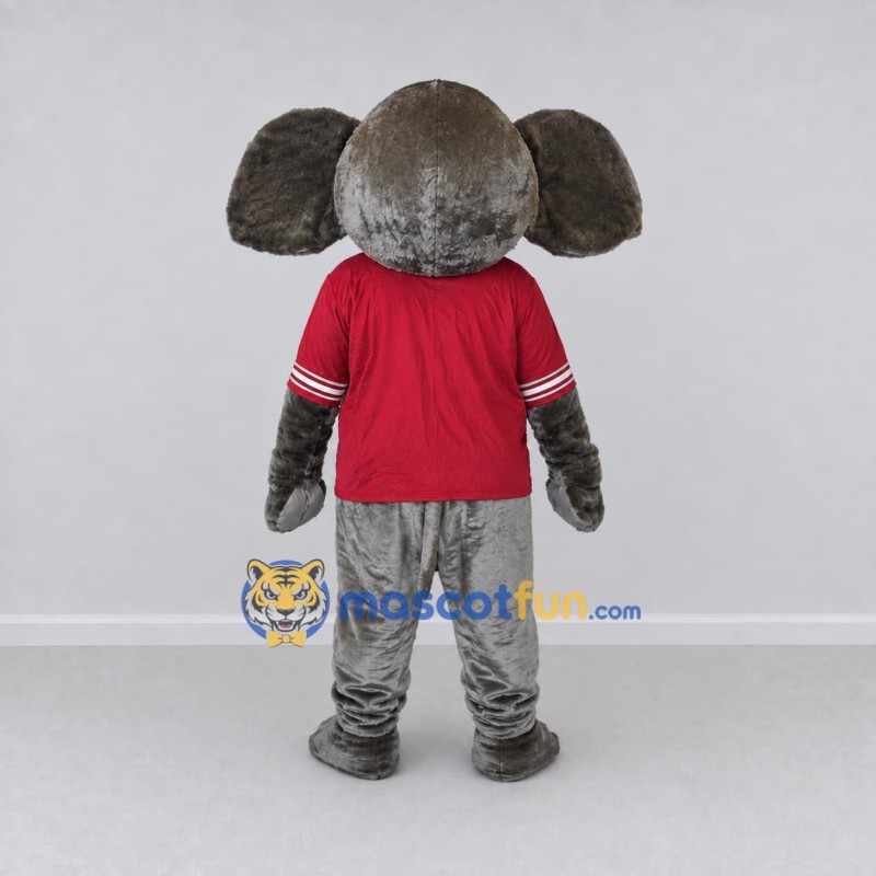 Custom Gray and Burgundy Elephant in a Sports Shirt Mascot Costume Adult Full Body Suit for Sports Events Custom Gray and Burgundy Elephant in a Sports Shirt Mascot Costume Adult Full Body Suit for Sports Events