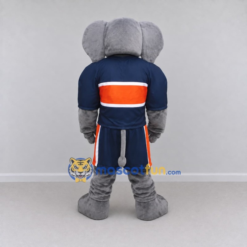 Custom Gray and Navy Blue Elephant in Sportswear Mascot Costume Adult Full Body Suit for Sports Events Custom Gray and Navy Blue Elephant in Sportswear Mascot Costume Adult Full Body Suit for Sports Events
