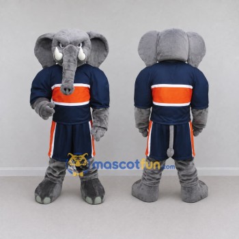 Custom Gray and Navy Blue Elephant in Sportswear Mascot Costume Adult Full Body Suit for Sports Events