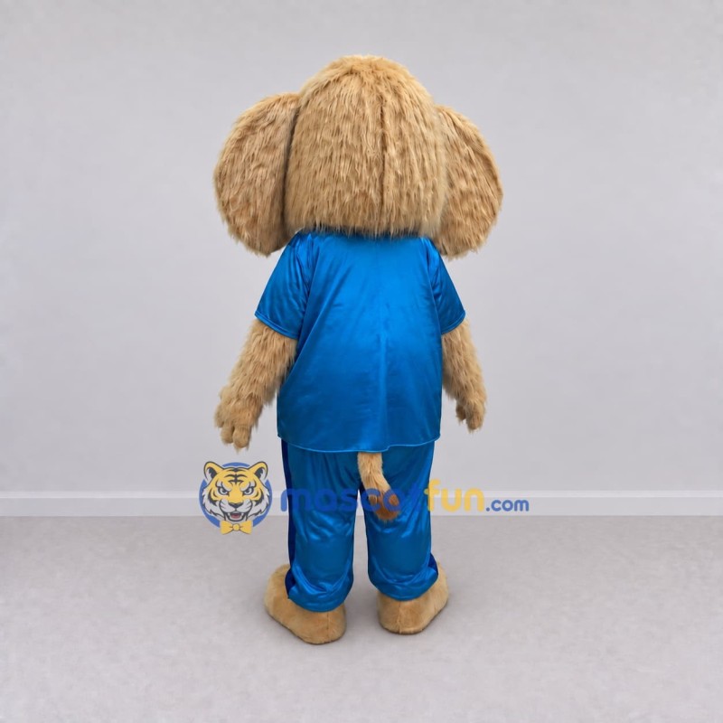 Custom Tan and Blue Mammoth in Sportswear Mascot Costume Adult Full Body Suit for Sports Events