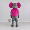 Custom Gray and Magenta Elephant in a T-Shirt Mascot Costume Adult Full Body Suit for School Events
