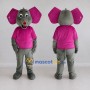 Custom Gray and Magenta Elephant in a T-Shirt Mascot Costume Adult Full Body Suit for School Events