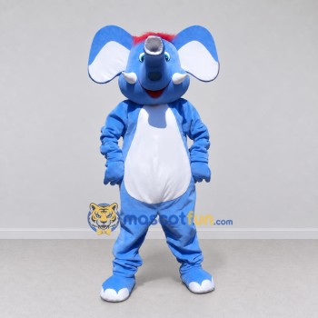 Custom Blue and White Elephant with a Headband Mascot Costume Adult Full Body Suit for School Events Custom Blue and White Elephant with a Headband Mascot Costume Adult Full Body Suit for School Events