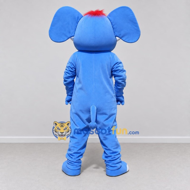 Custom Blue and White Elephant with a Headband Mascot Costume Adult Full Body Suit for School Events