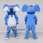 Custom Blue and White Elephant with a Headband Mascot Costume Adult Full Body Suit for School Events