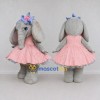 Custom Gray and Pink Elephant in a Dress Mascot Costume Adult Full Body Suit for Dance Events Custom Gray and Pink Elephant in a Dress Mascot Costume Adult Full Body Suit for Dance Events
