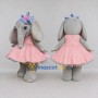 Custom Gray and Pink Elephant in a Dress Mascot Costume Adult Full Body Suit for Dance Events