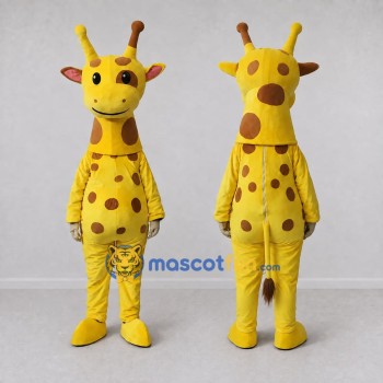 Custom Yellow and Brown Giraffe Mascot Costume Adult Full Body Suit for Wildlife Events