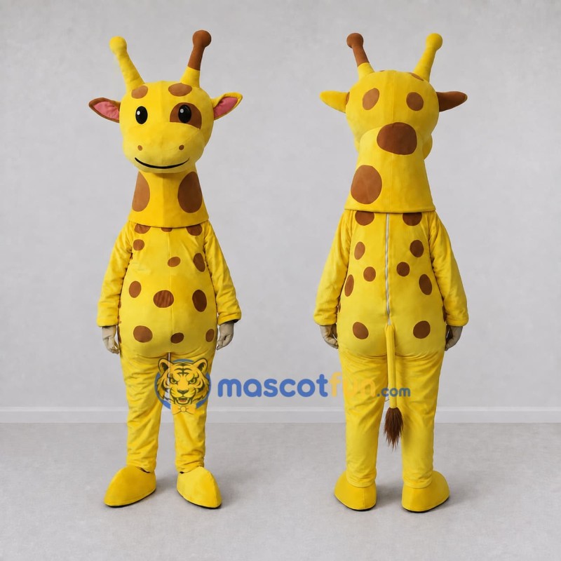 Custom Yellow and Brown Giraffe Mascot Costume Adult Full Body Suit for Wildlife Events
