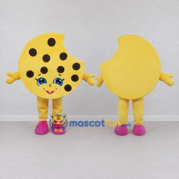 Custom Yellow and Brown Chocolate Chip Cookie Mascot Costume Adult Full Body Suit for Food Festivals