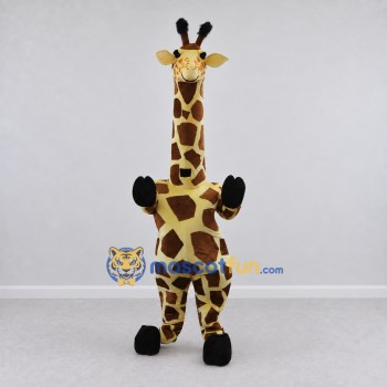 Custom Tan and Brown Long-Necked Giraffe Mascot Costume Adult Full Body Suit for Wildlife Events