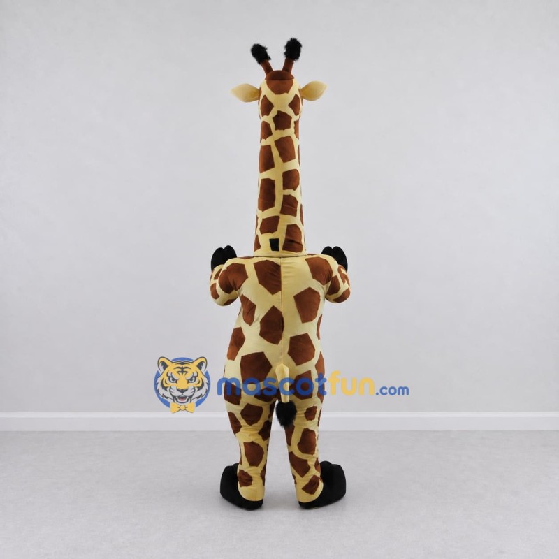 Custom Tan and Brown Long-Necked Giraffe Mascot Costume Adult Full Body Suit for Wildlife Events