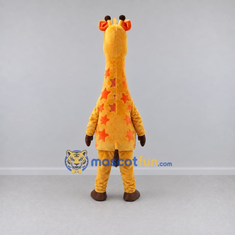 Custom Yellow and Orange Giraffe with Star Spots Mascot Costume Adult Full Body Suit for School Events Custom Yellow and Orange Giraffe with Star Spots Mascot Costume Adult Full Body Suit for School Events