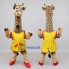 Custom Brown and Yellow Giraffe in a Dress Mascot Costume Adult Full Body Suit for School Events Custom Brown and Yellow Giraffe in a Dress Mascot Costume Adult Full Body Suit for School Events