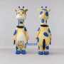 Custom Yellow and Blue Giraffe with a Bow Tie Mascot Costume Adult Full Body Suit for School Events
