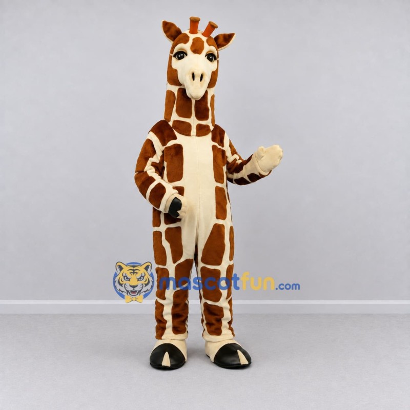 Custom Brown and Cream Giraffe Mascot Costume Adult Full Body Suit for Wildlife Events Custom Brown and Cream Giraffe Mascot Costume Adult Full Body Suit for Wildlife Events