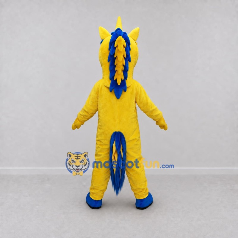 Custom Yellow and Blue Unicorn Mascot Costume Adult Full Body Suit for Theme Parties Custom Yellow and Blue Unicorn Mascot Costume Adult Full Body Suit for Theme Parties