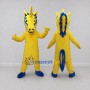 Custom Yellow and Blue Unicorn Mascot Costume Adult Full Body Suit for Theme Parties