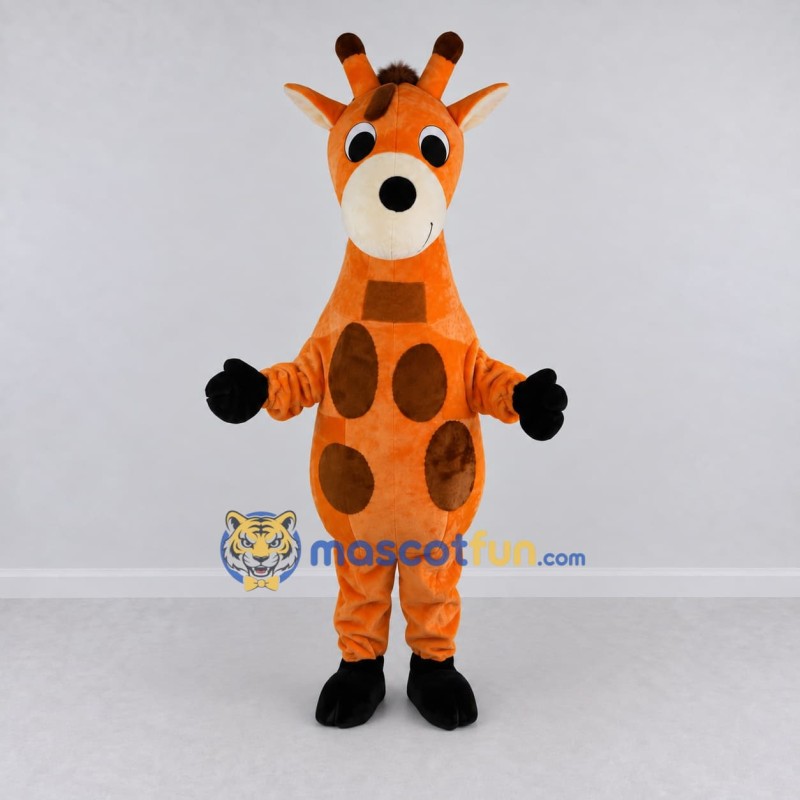 Custom Orange and Brown Giraffe Mascot Costume Adult Full Body Suit for Wildlife Events Custom Orange and Brown Giraffe Mascot Costume Adult Full Body Suit for Wildlife Events