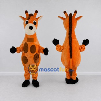 Custom Orange and Brown Giraffe Mascot Costume Adult Full Body Suit for Wildlife Events