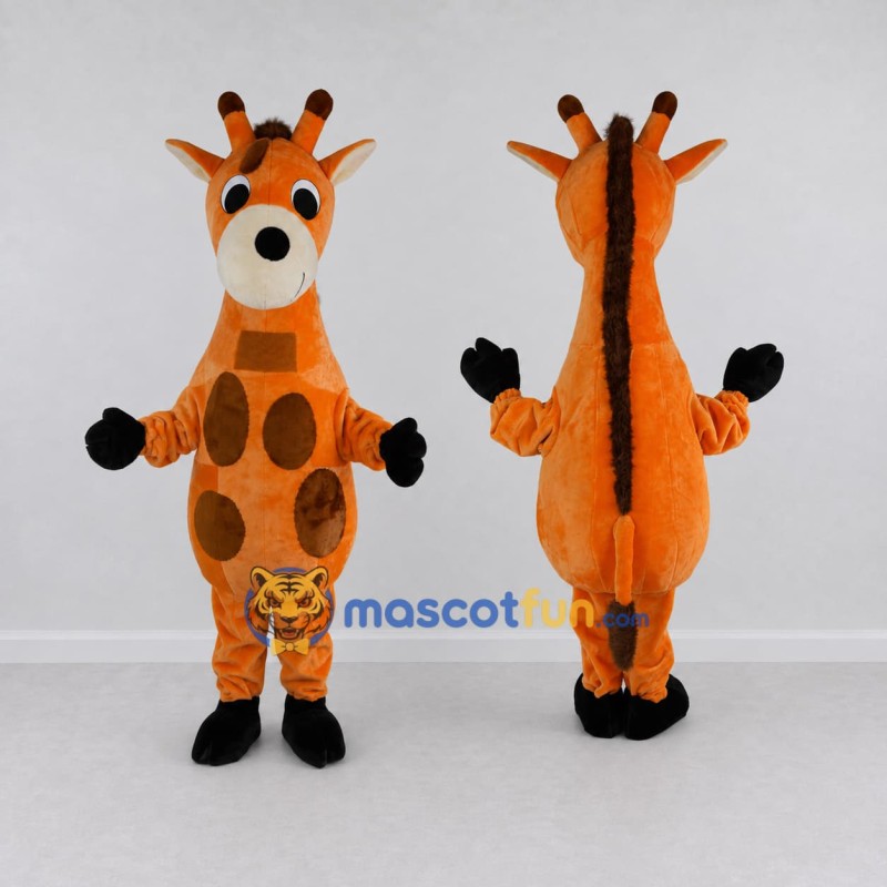 Custom Orange and Brown Giraffe Mascot Costume Adult Full Body Suit for Wildlife Events Custom Orange and Brown Giraffe Mascot Costume Adult Full Body Suit for Wildlife Events