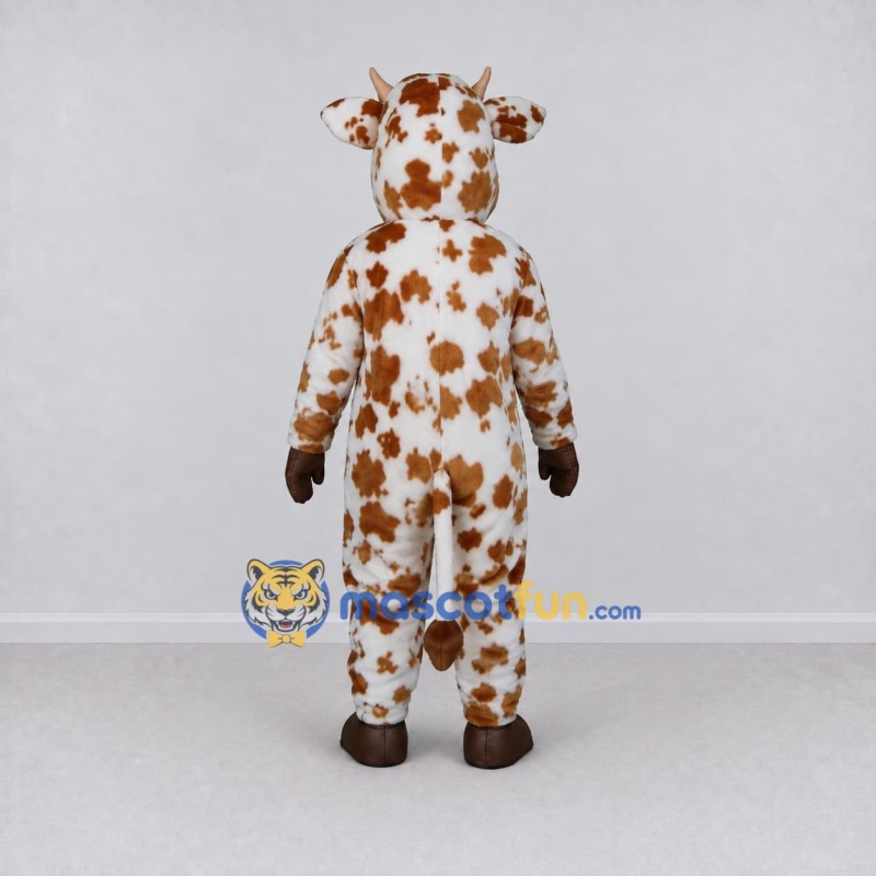 Custom White and Brown Spotted Cow Mascot Costume Adult Full Body Suit for Farm Events